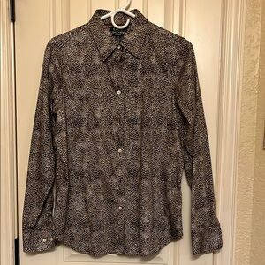 Chico's Animal Print Brown Patterned Button-Up Shirt